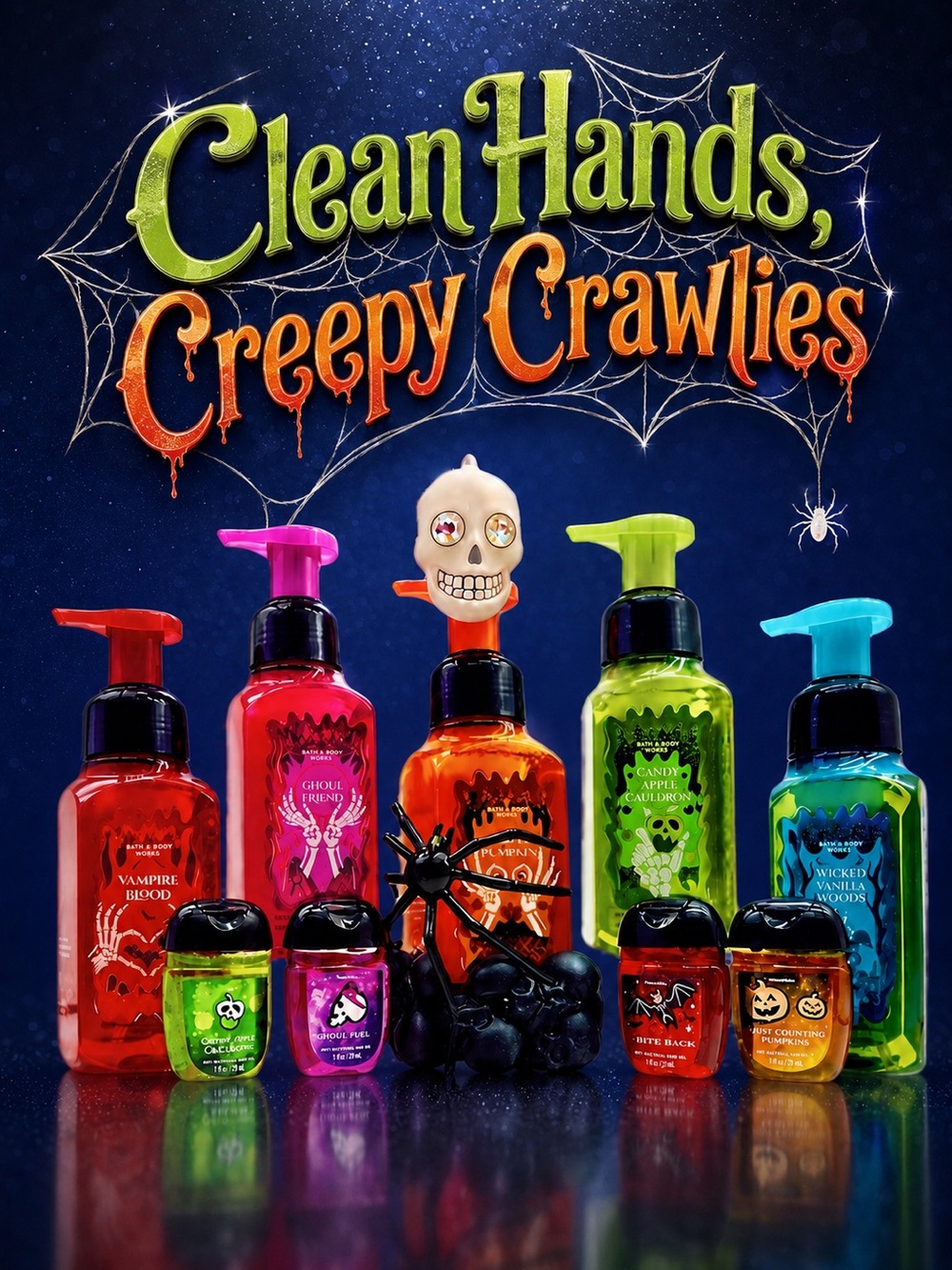 BBW Halloween 11 Pc Soap PocketBac Spider Skull Set